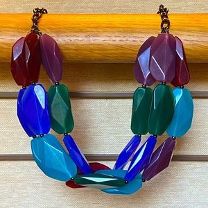Vintage multicolor three chain chunky statement piece necklace.